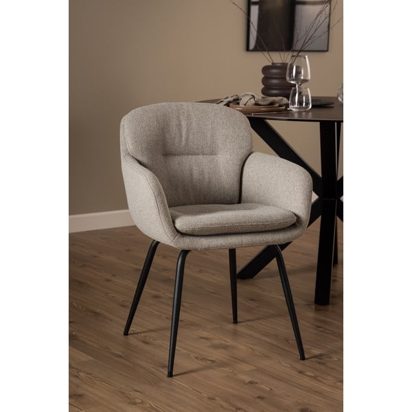 Scaun de sufragerie bej cu cotiere tapițat Dora – Actona-image-2