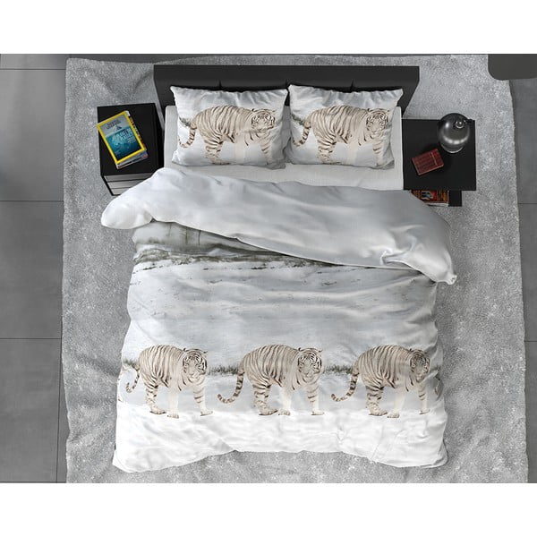 Lenjerie din flanelă pentru pat dublu Sleeptime Winter Tiger, 200 x 220 cm