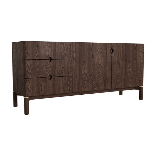 Comodă maro închis joasă cu aspect de lemn de stejar 160x73 cm Arun – Unique Furniture