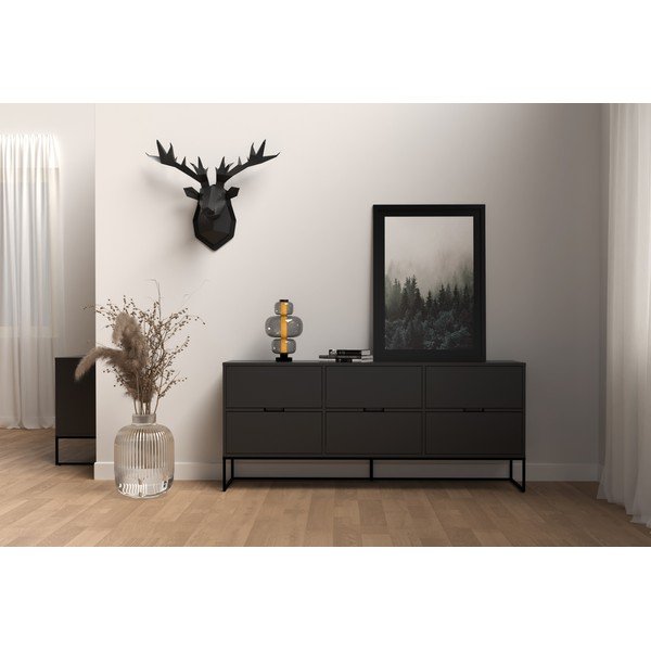 Dulap cu picioare metalice și 6 sertare Tenzo Lipp, negru-image-1