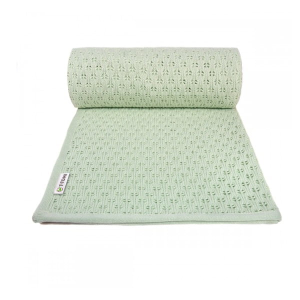Pătură tricotată din amestec de bumbac pentru copii T-TOMI Summer, 80 x 100 cm, verde
