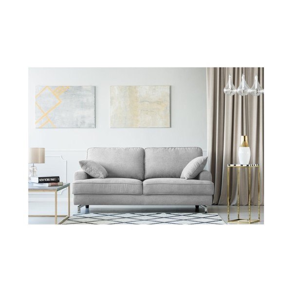 Canapea cu 3 locuri Kooko Home Rumba, gri - alb -image-1