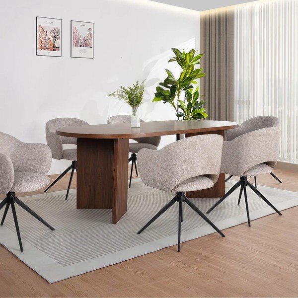 Scaune de dining gri cu cotiere/rotative 2 buc. din material textil Crawley – Støraa-image-2