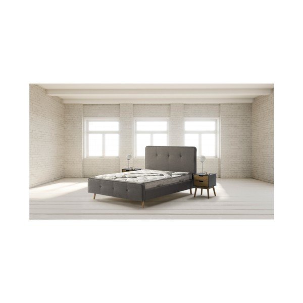 Noptieră din lemn masiv de pin Marckeric Baku, gri-maro-image-1