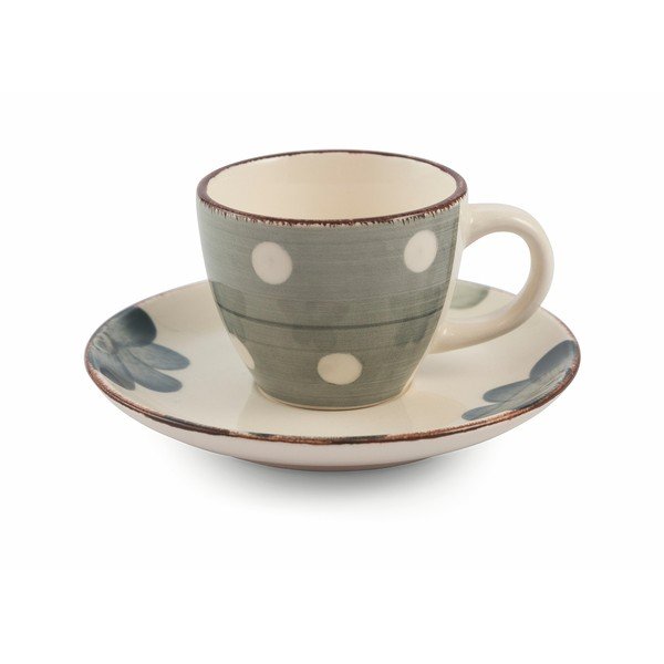 Set 6 cești din gresie pentru espresso cu farfurioară VDE Tivoli 1996 Tazone, multicolor-image-3