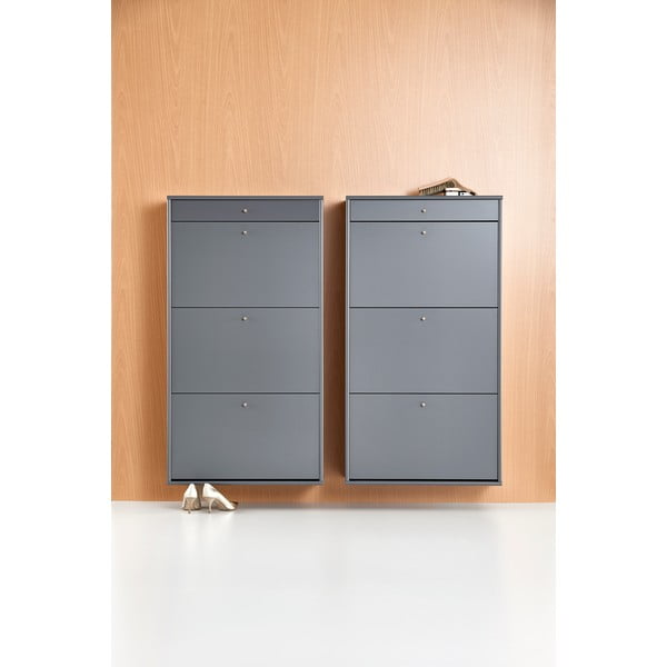 Suport de pantofi gri cu uși rabatabile Mistral - Hammel Furniture-image-3