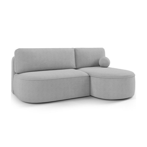 Colțar gri extensibil/cu spațiu de depozitare cu tapițerie din chenille (cu colț pe partea dreaptă/cu șezlong) Livosa – ELTAP