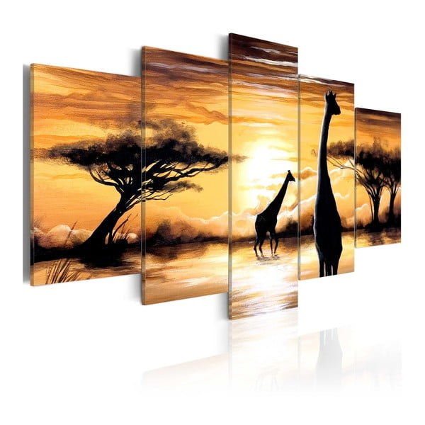 Tablou pe pânză 5 piese Bimago Wild Africa, 50 x 100 cm 