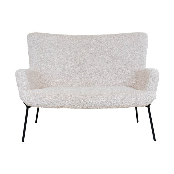 Canapea albă cu tapițerie din țesătură bouclé 128 cm Glasgow – House Nordic