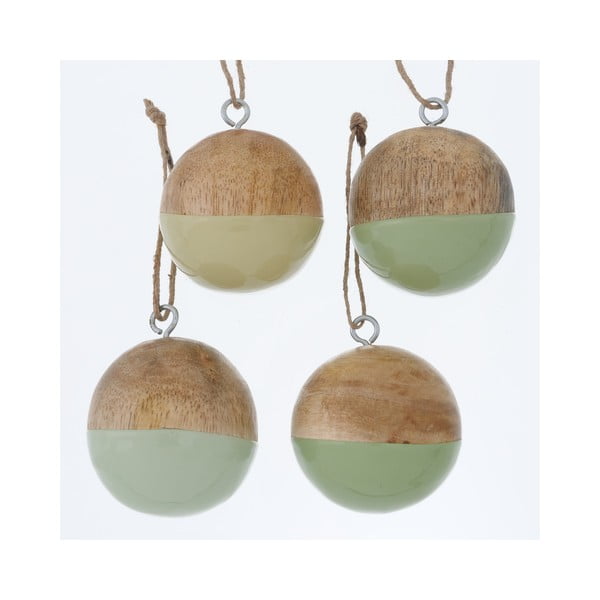 Set 4 globuri din lemn de mango Boltze Nurto