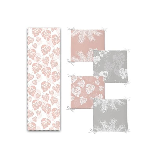 Set napron de masă și perne de scaun 5 buc. Tropical Leaves – Mila Home