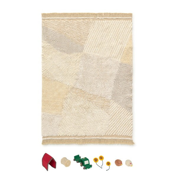 Covor de joacă pentru copii bej din bumbac 120x170 cm Farm Fields – Lorena Canals