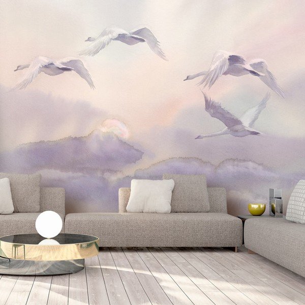 Tapet în format mare Artgeist Flying Swans, 200 x 140 cm-image-1