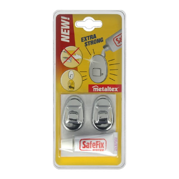 Set 2 cârlige și adeziv Metaltex Silver-image-2