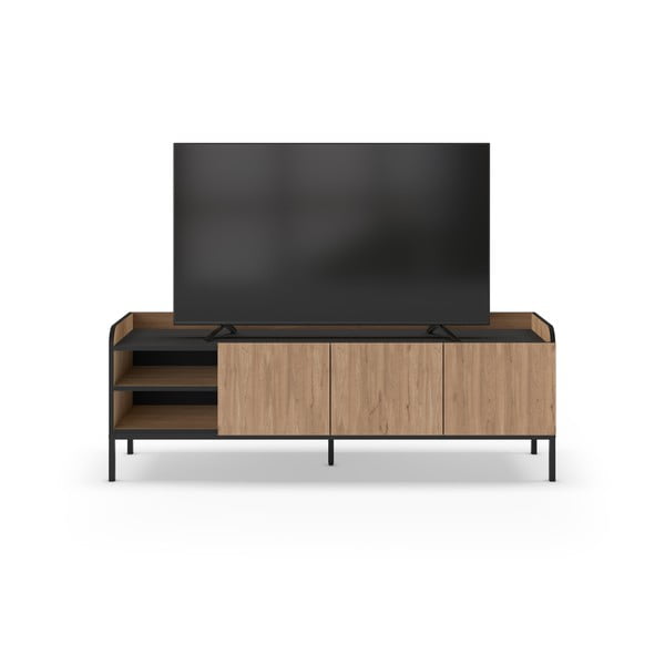 Comodă TV în culoare naturală cu aspect de lemn de stejar 160x55x42 cm Adara – Marckeric-image-2