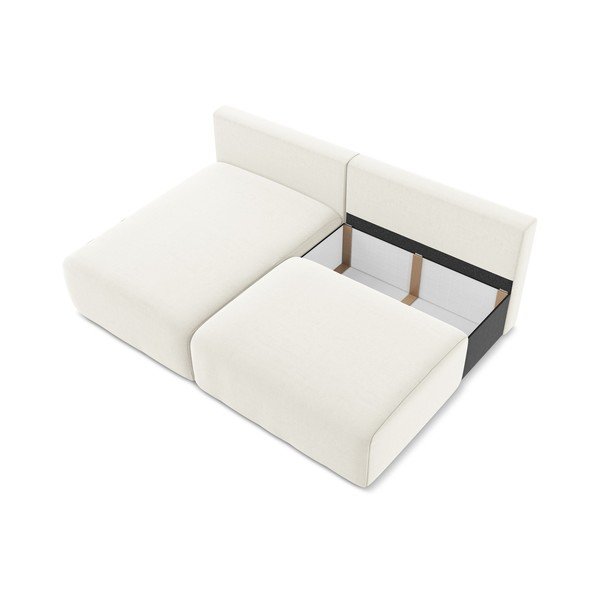 Colțar crem extensibil/cu spațiu de depozitare cu tapițerie din catifea (cu colț pe partea stângă/cu șezlong) Kalena – Makamii-image-4