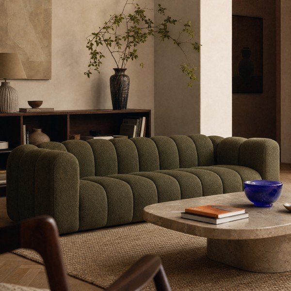 Canapea verde cu tapițerie din chenille 290 cm Lupine – Micadoni -image-3
