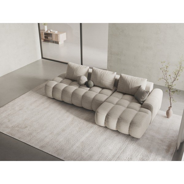 Colțar bej extensibil/cu spațiu de depozitare (cu colț pe partea dreaptă/cu șezlong) Linz – Cosmopolitan Design-image-1