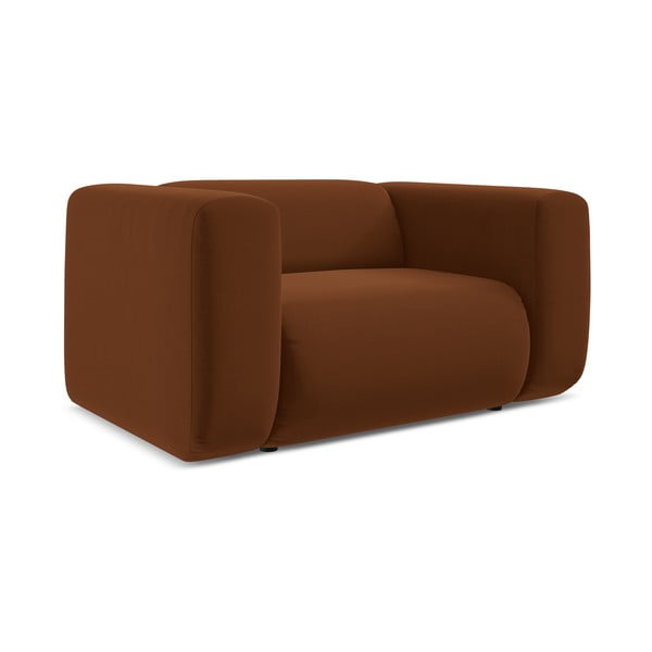 Fotoliu portocaliu/maro cu tapițerie din catifea Ekahi – Makamii