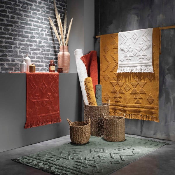 Covor galben ocru lavabil 60x90 cm Cilaos – douceur d'intérieur-image-2