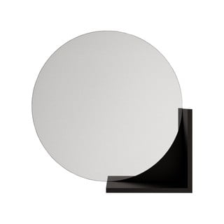 Oglindă de perete cu raft negru Skandica Lucija, ø 60 cm