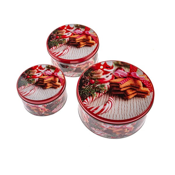 Recipiente 3 buc. din metal pentru prăjituri Christmas – Dakls