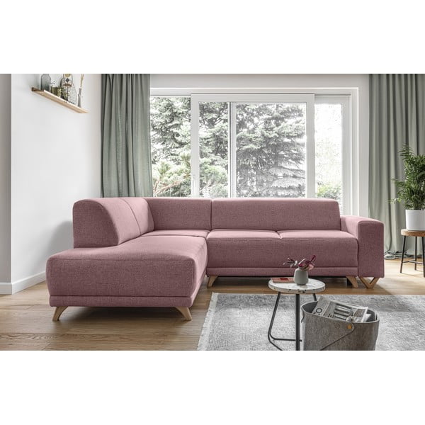 Colțar roz extensibil/cu spațiu de depozitare (cu colț pe partea stângă/în formă de ”L”) Classy Sophie – Miuform-image-1