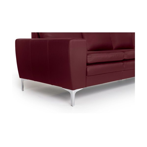 Canapea cu husă din piele Scandic Twigo, roșu, 227 cm-image-4