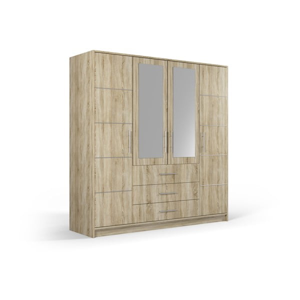 Dulap în decor de stejar cu oglindă 196x200 cm Derry - Cosmopolitan Design-image-2