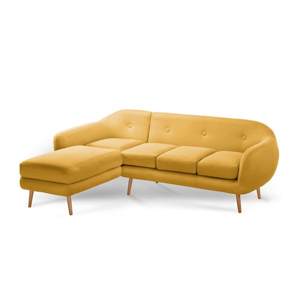 Canapea cu șezlong pe partea stângă Scandi by Stella Cadente Maison, galben muștar