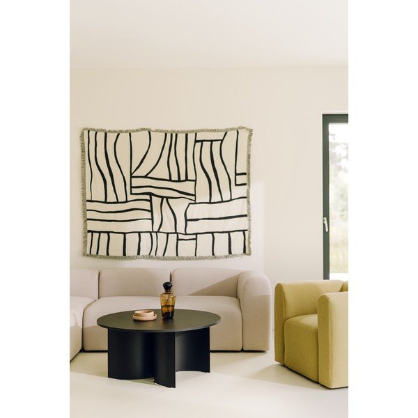 Măsuță de cafea neagră rotundă cu blat cu aspect de lemn de  frasin  ø 95 cm Gavo – noo.ma-image-2