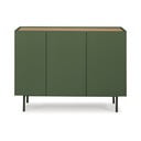 Comodă verde joasă cu aspect de lemn de stejar 110x85 cm Arista – Teulat