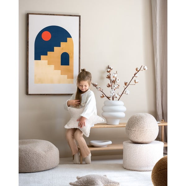 Puf de copii crem cu tapițerie din țesătură bouclé – Wigiwama-image-3