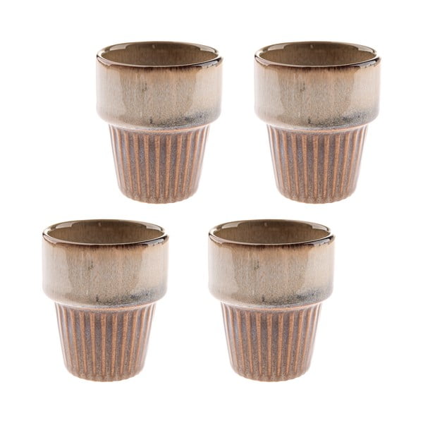 Cești bej 4 buc. pentru espresso din gresie 100 ml Tone – Dakls