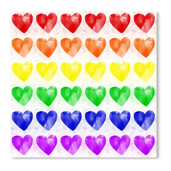 Poster Americanflat Rainbow Hearts, 30 x 30 cm