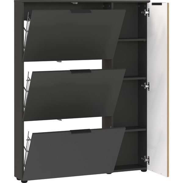 Pantofar gri antracit/în culoare naturală cu deschidere înclinată cu aspect de lemn de stejar 101x129x19 cm Gibisa – Germania-image-3