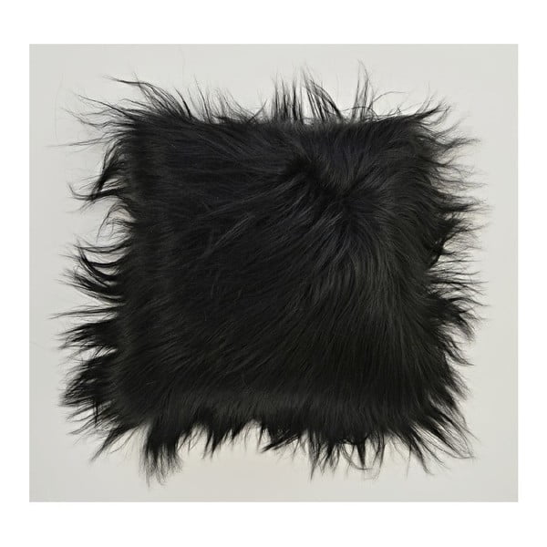Pernă de blană cu fir lung Blacky, 35x35 cm-image-1