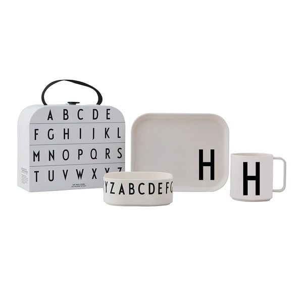 Set de luat masa pentru copii din 3 piese cu valiză Design Letters Classics H