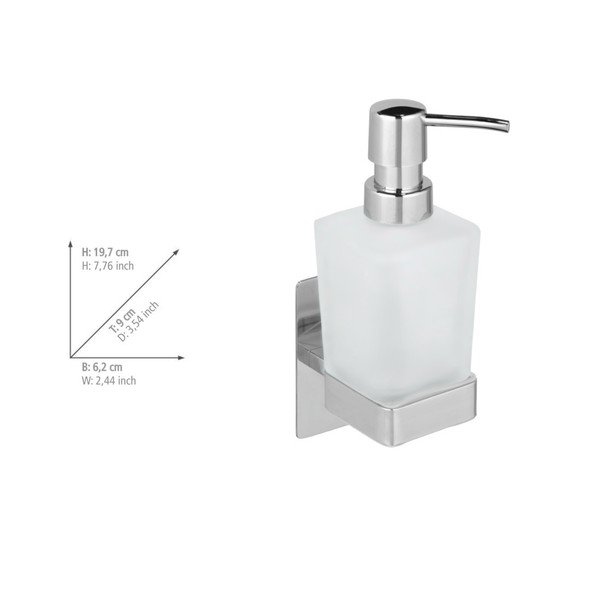 Dozator de săpun lichid argintiu lucios autoadeziv din sticlă 200 ml Genova – Wenko-image-3
