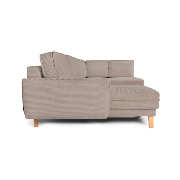 Colțar taupe extensibil/cu spațiu de depozitare cu tapițerie din catifea reiată  (cu colț pe partea dreaptă/în formă de "U") Tori – Bonami Selection-image-4