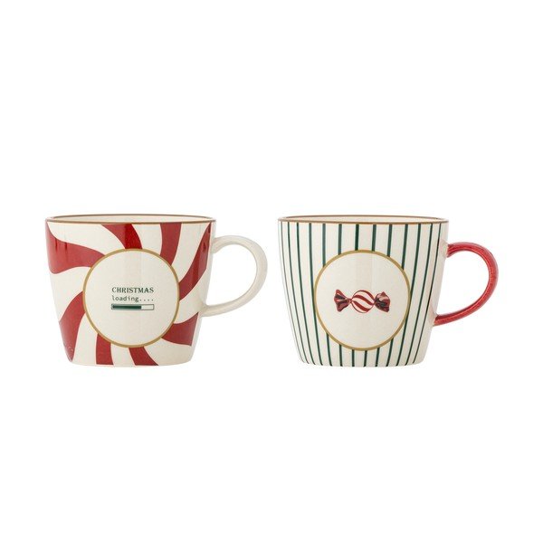 Căni 2 buc. din gresie ceramică 380 ml  cu model de Crăciun Yule – Bloomingville