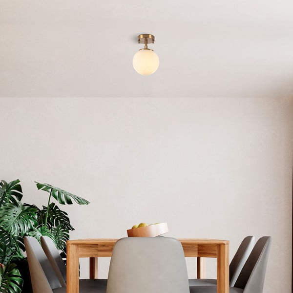 Plafonieră albă/alămie cu abajur din sticlă ø 15 cm Atmaca – Opviq lights-image-1