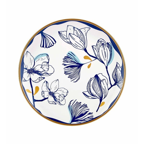 Set 6 farfurii din porțelan pentru desert cu model de flori albastre Mia Bleu Pasta, ⌀ 19 cm, alb
