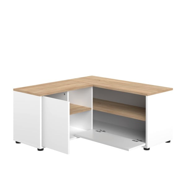 Comodă TV alb-natural  cu aspect de lemn de stejar 90x45 cm Angle – TemaHome-image-2