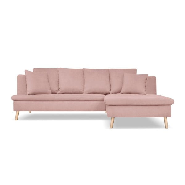 Canapea cu 4 locuri cu extensie pe partea dreaptă Cosmopolitan design Newport, roz deschis