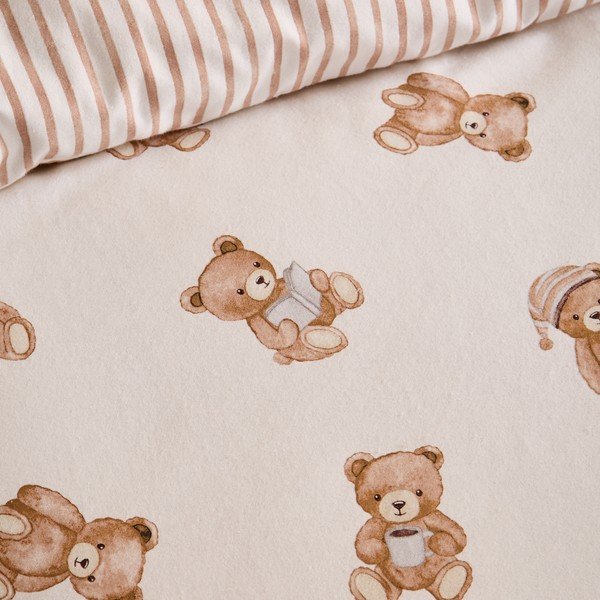 Cearceaf pentru copii crem din flanelă pentru pat de o persoană cu elastic 70x140 cm Brushed Teddy Bear – Catherine Lansfield-image-2