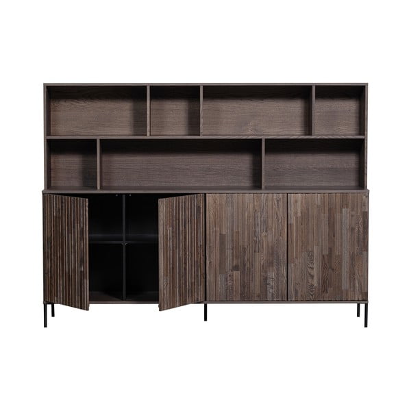 Bibliotecă maro cu aspect de lemn de frasin 200x150x44 cm Gravure – WOOOD-image-2