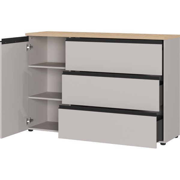 Comodă grej/în culoare naturală deschisă 135x91x41 cm Cormano – Germania-image-3