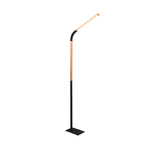 Lampadar negru/în culoare naturală LED cu abajur din lemn (înălțime 169,5 cm) Norris – Trio-image-4