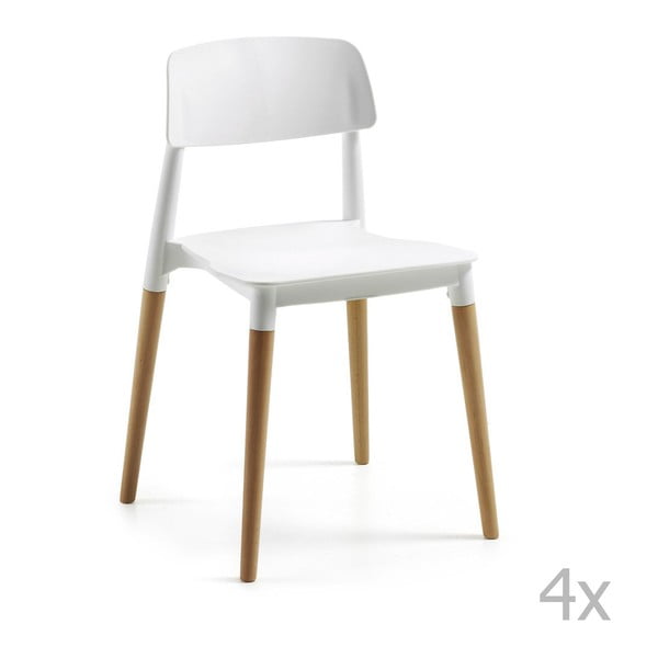 Set 4 scaune dining La Forma Lejeir, alb 